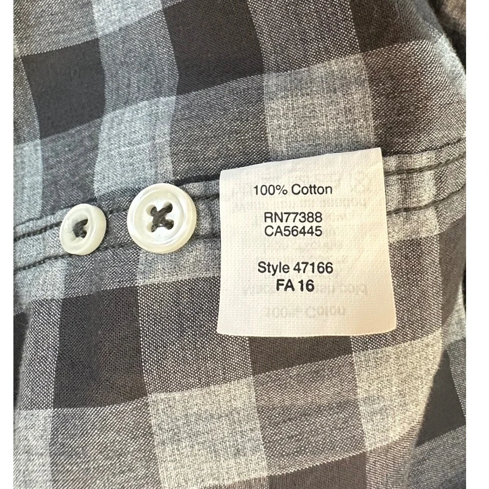 J. Crew Mens XL Gray Black Gingham Buffalo Check Heathered Cotton Shirt 47166